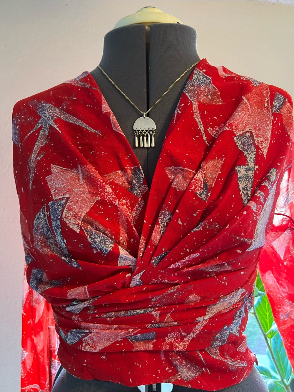 IRO Red Abstract Print Blouse with White Speckle
